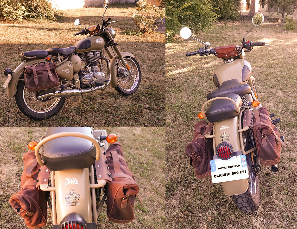 Royal Enfield custom luggage rack.