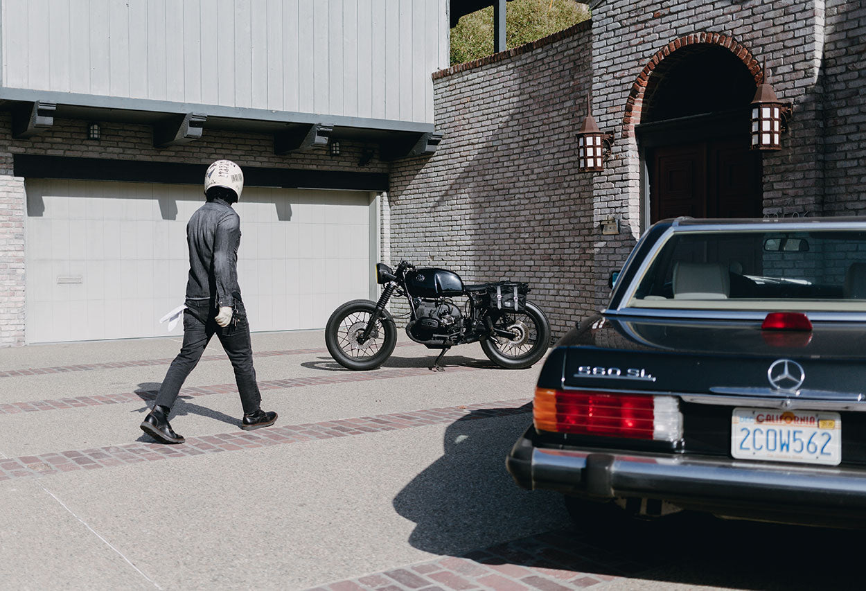 Biker with BMW R100 vintage.
