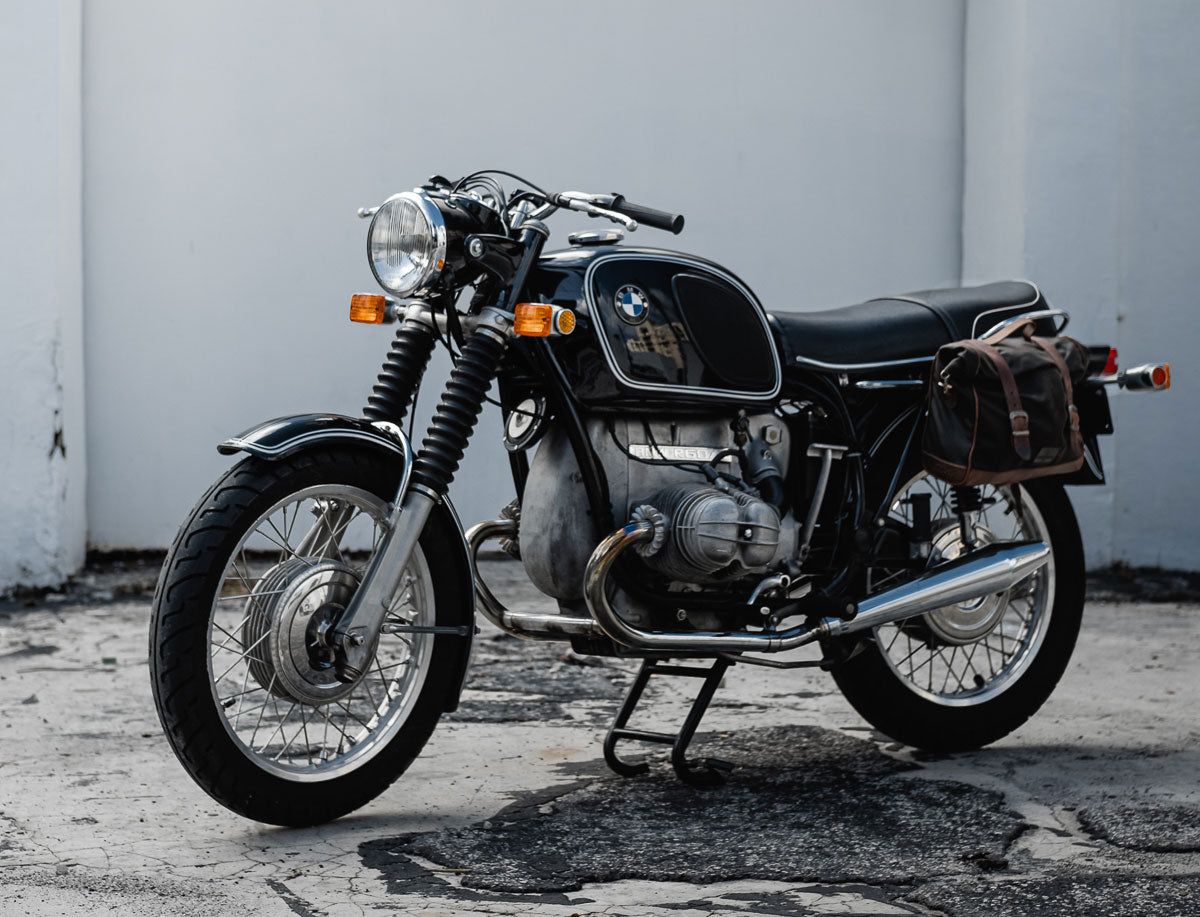 Classic BMW R60 5 with saddlebags.