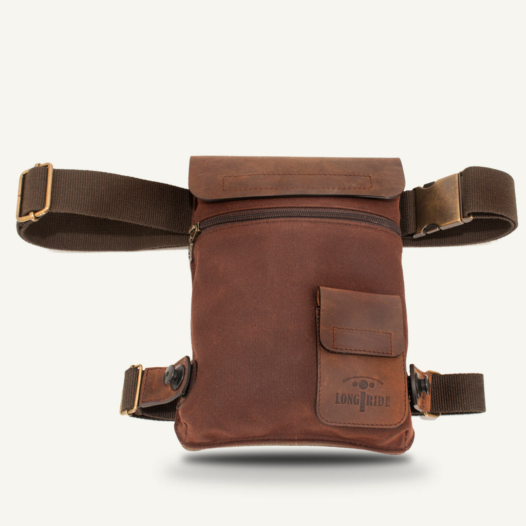 Brown leg bag for bikers.