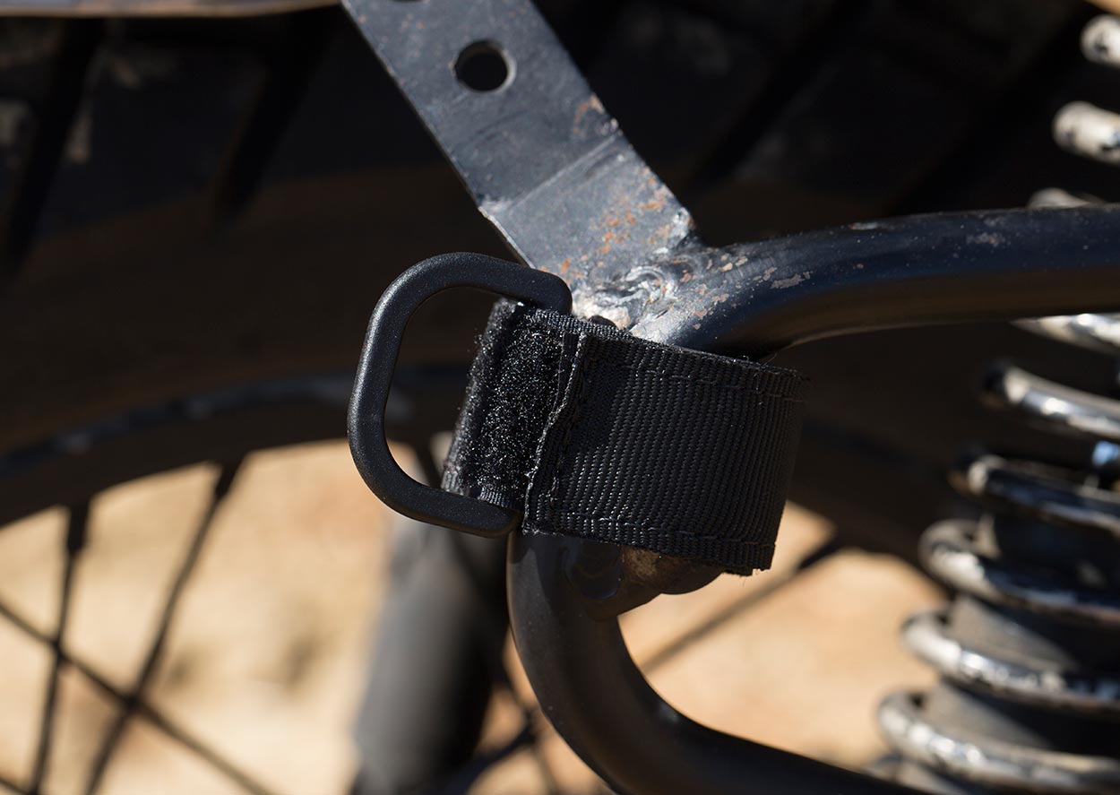 D rings for motorcycle luggage straps.