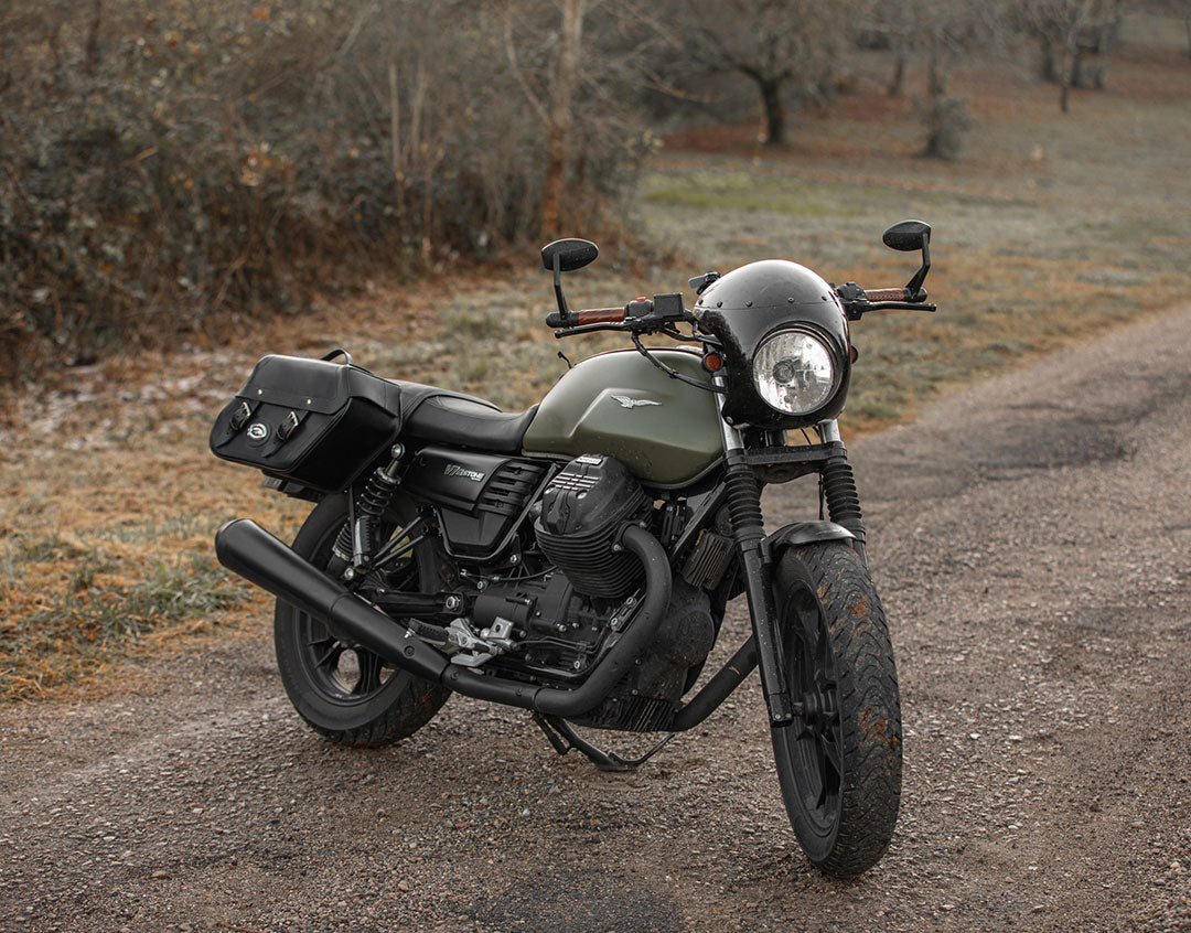 Leather pannier for Moto Guzzi V7 III Stone