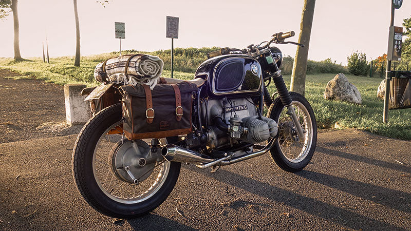 Soft saddlebags for vintage BMW R75.