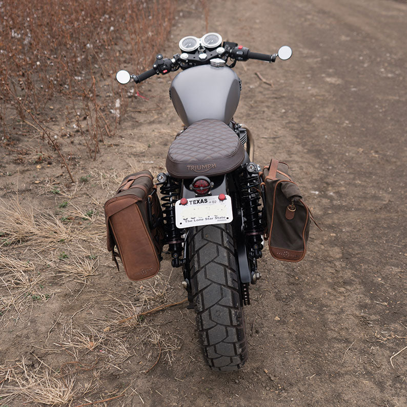 Saddlebags for Bonneville T120 with pannier rails.