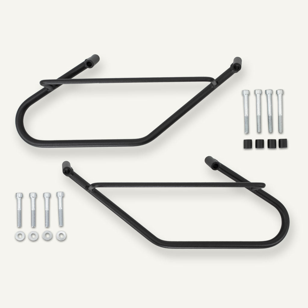 Saddlebag holder for Super Meteor moto.