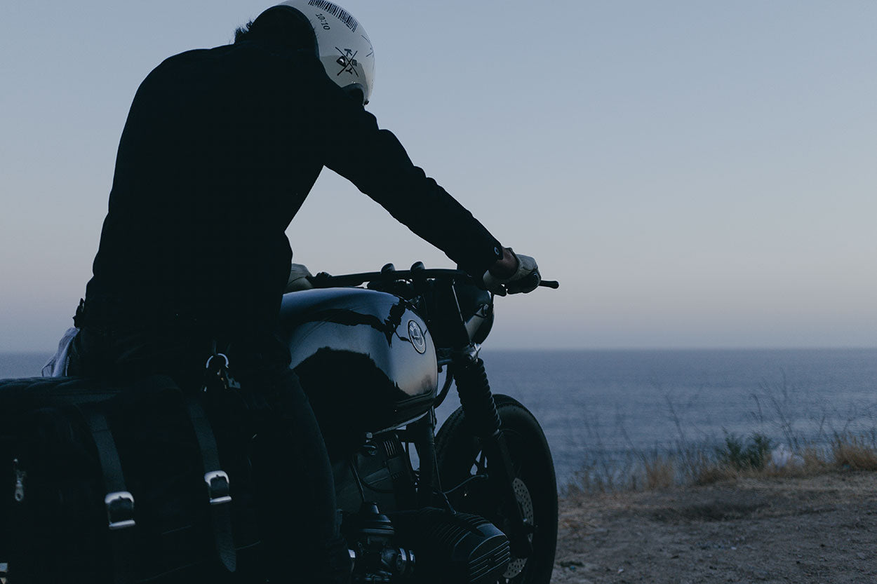 Travelling with vintage BMW cafe racer.