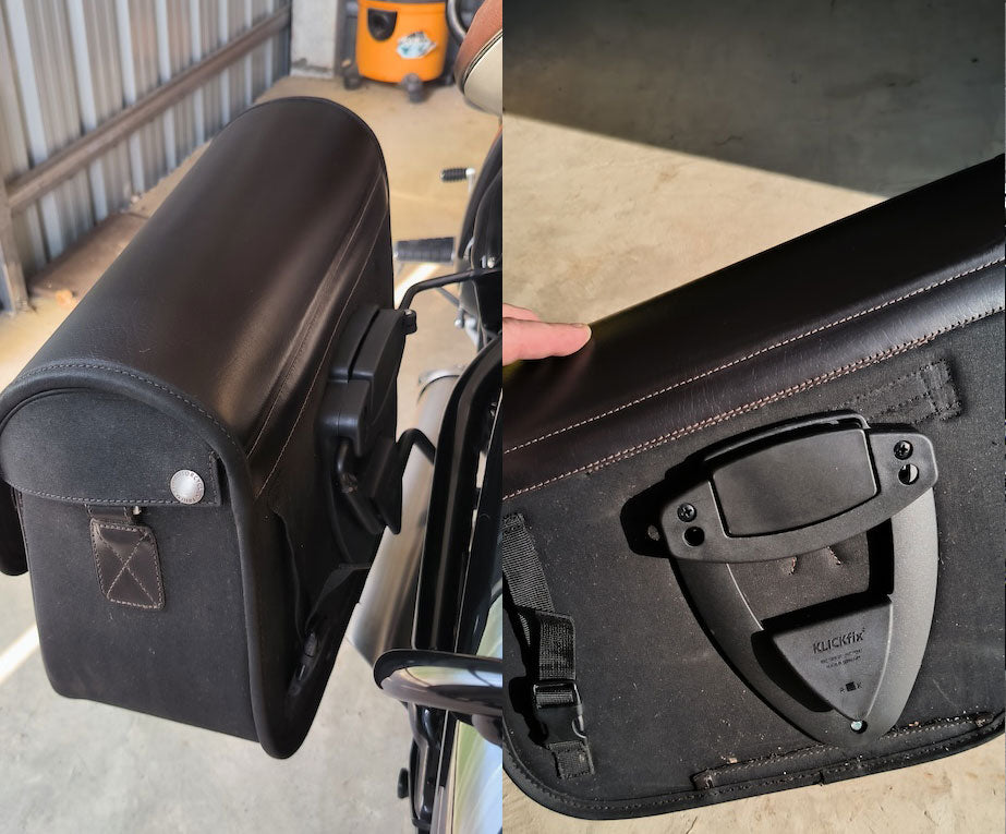 Triumph quick-release-waxed panniers.