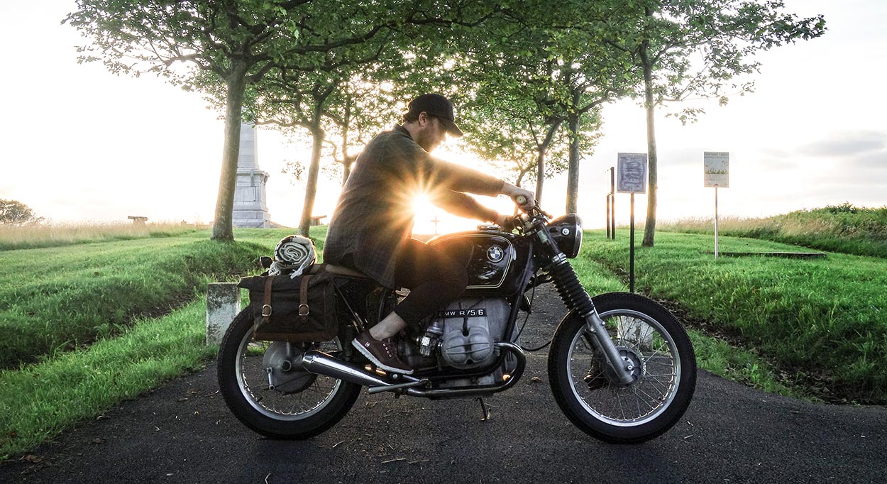 Saddlebags on BMW R75 motorcycle.
